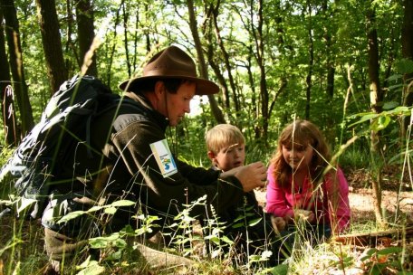 Bild 1: An zwei Tagen des Meilerfestes in Heimbach-Düttling führen Ranger der Nationalparkverwaltung an drei Terminen durch die Wildniswerkstatt. Foto: G. Priske