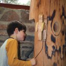 Bild 2: Interaktiver Baumstamm im neuen Kinderraum. So zimmert sich der Specht seine Höhle in alte Bäume.