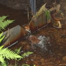 Bild 3: Kleines Messwehr, genannt Thompson-Wehr „zur exakten Messung des Abflusses bei niedriger Wasserführung". Foto: Nationalparkverwaltung