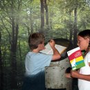 Bild 4: Die Viertklässler grübelten gemeinsam über den neun Aufgaben in der Ausstellung „Waldgeheimnisse“ des Nationalpark-Tors in Heimbach. Foto: Nationalparkverwaltung