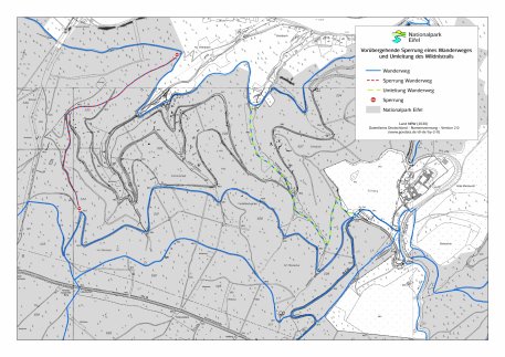 Der von der Sperrung betroffene Bereich im Kermeter.