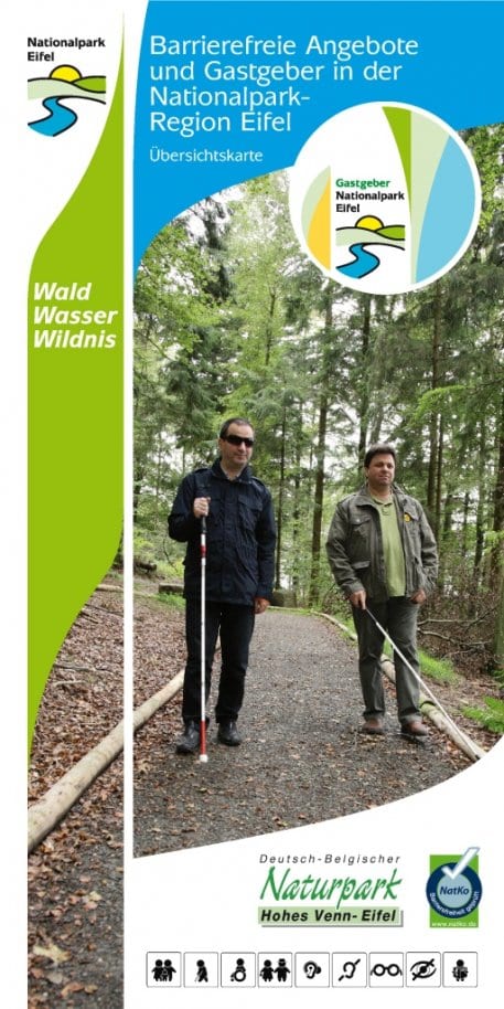Pünktlich zur Tourismusmesse ITB in Berlin bringen der Naturpark Nordeifel und die Nationalparkverwaltung Eifel gemeinsam ein Faltblatt mit barrierefreien Angeboten in der Nationalparkregion heraus.